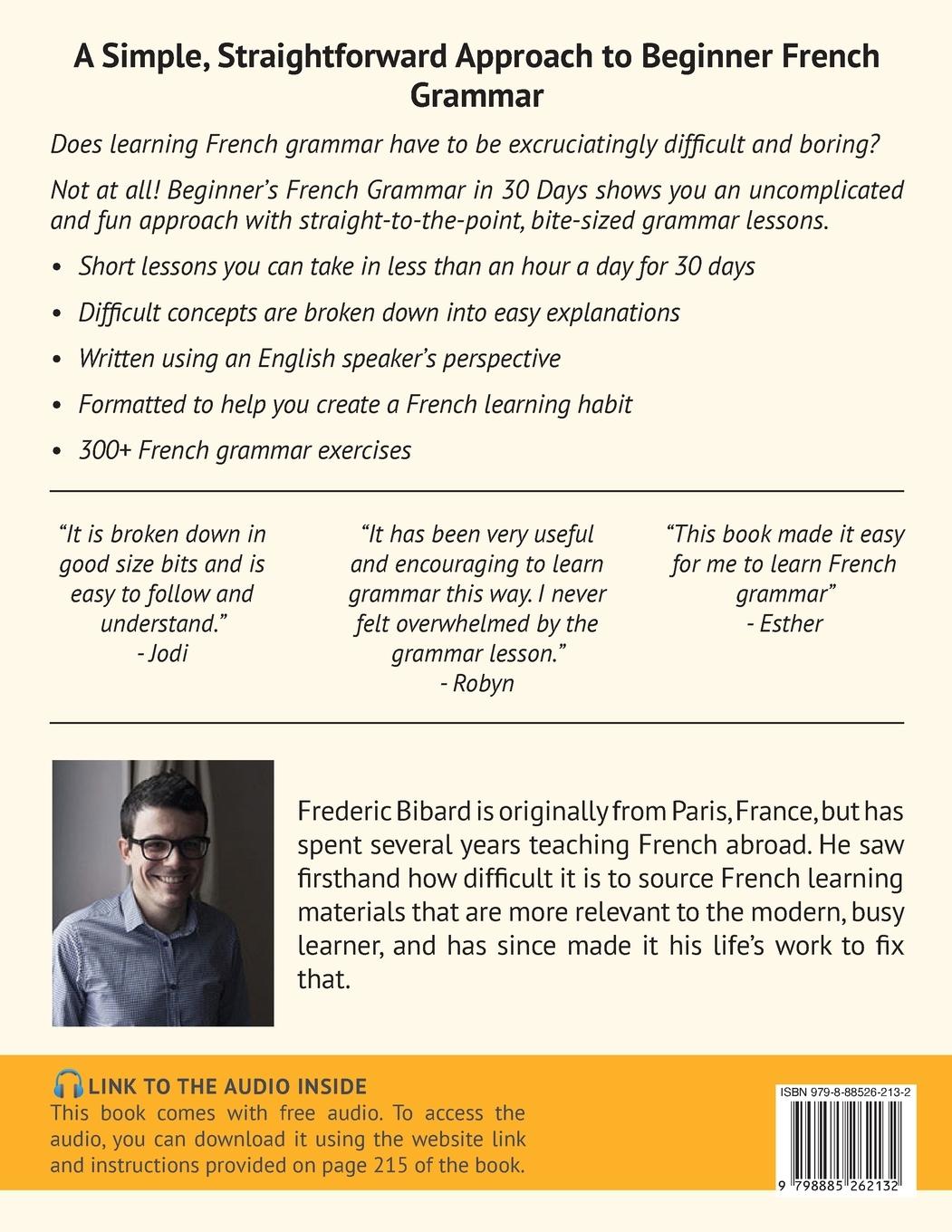 Rückseitencover French Grammar for Beginners Textbook + Workbook Included