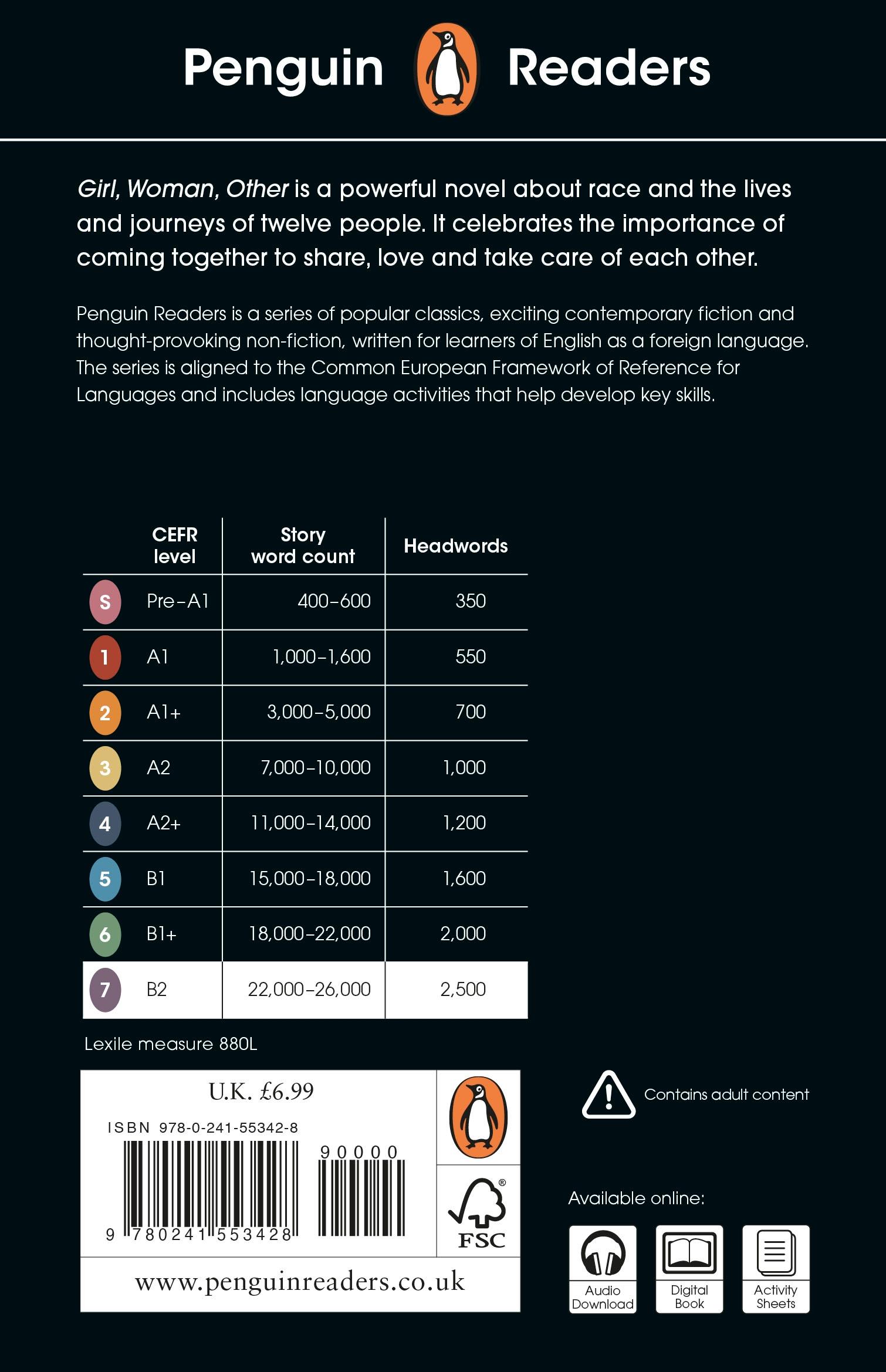 Rückseitencover Penguin Readers Level 7: Girl, Woman, Other (ELT Graded Reader)
