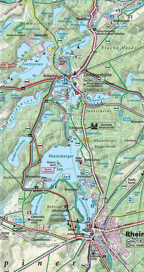 Beispielinhalt (Bild) Rad-, Wander und Paddelkarte Rheinsberg - Stechlin