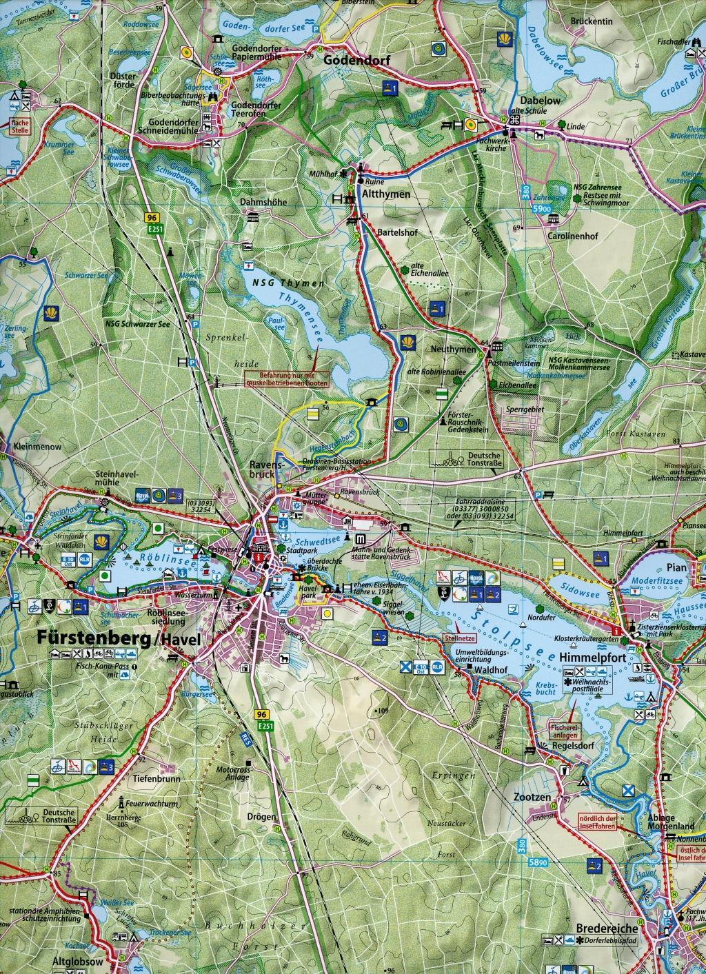 Beispielinhalt (Bild) Rad-, Wander und Paddelkarte Rheinsberg - Stechlin