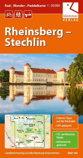 Vorderes Coverbild Rad-, Wander und Paddelkarte Rheinsberg - Stechlin