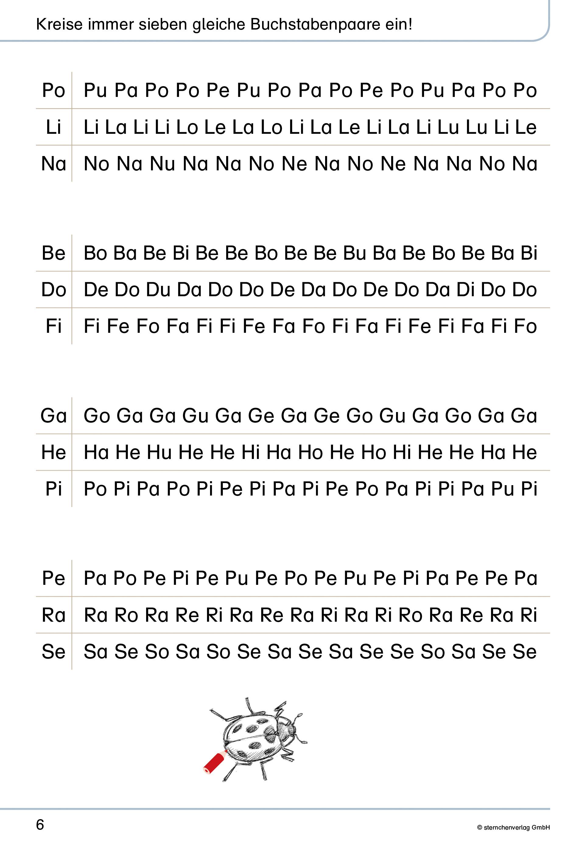 Beispielinhalt (Bild) Mein Lupenleseheft 1 - Ich kann ganz genau lesen - Ausgabe mit Artikelkennzeichnung (DaZ)