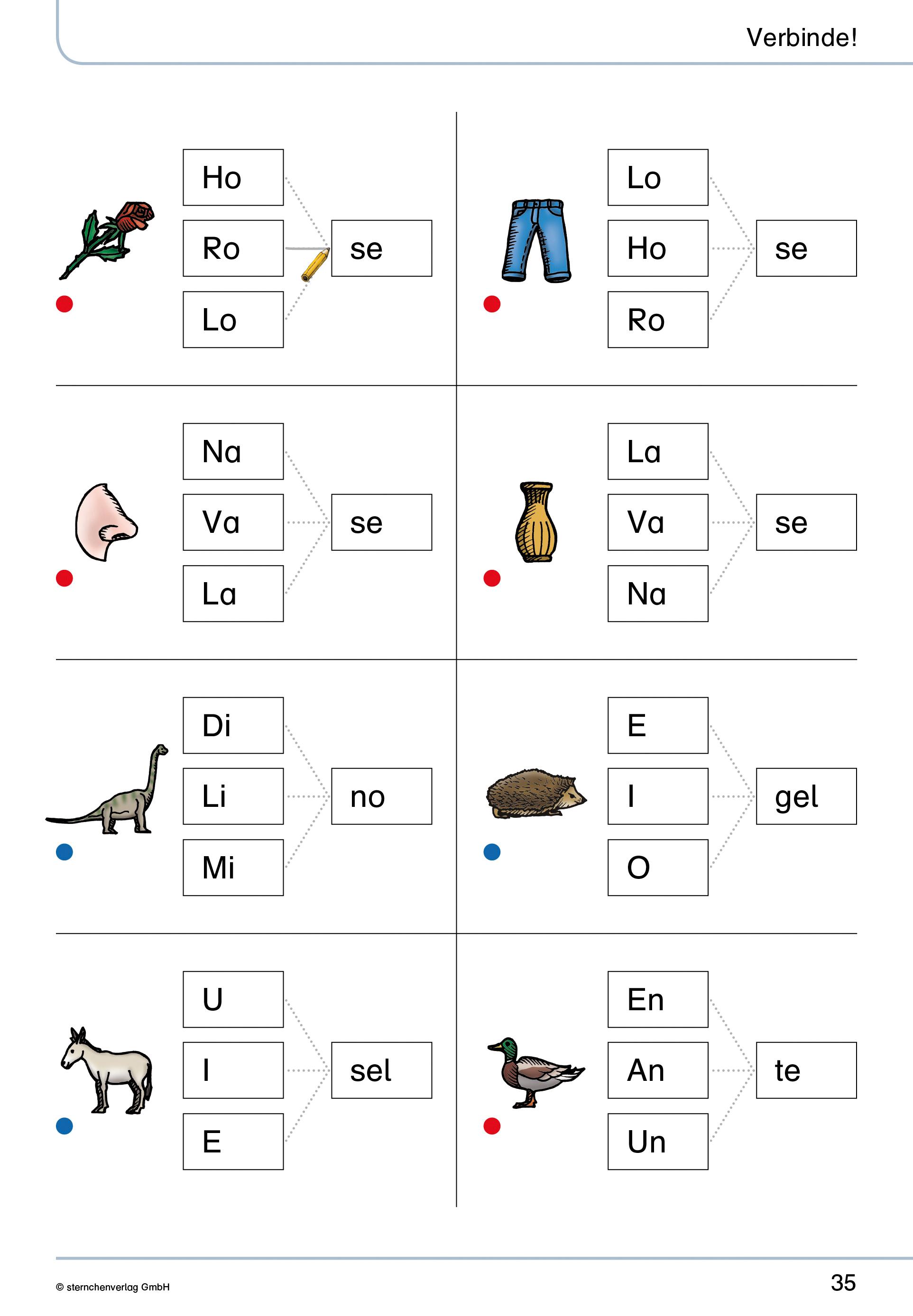 Beispielinhalt (Bild) Mein Lupenleseheft 1 - Ich kann ganz genau lesen - Ausgabe mit Artikelkennzeichnung (DaZ)