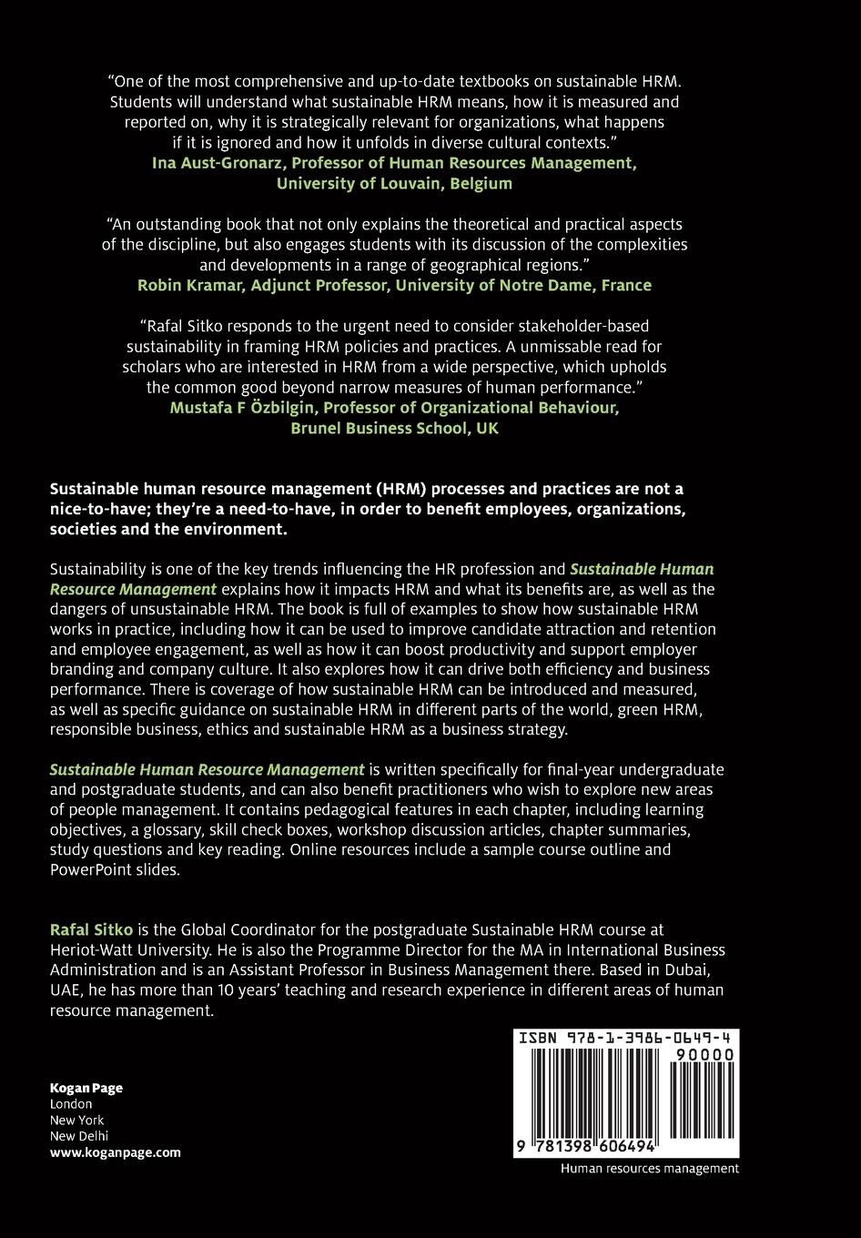 Rückseitencover Sustainable Human Resource Management