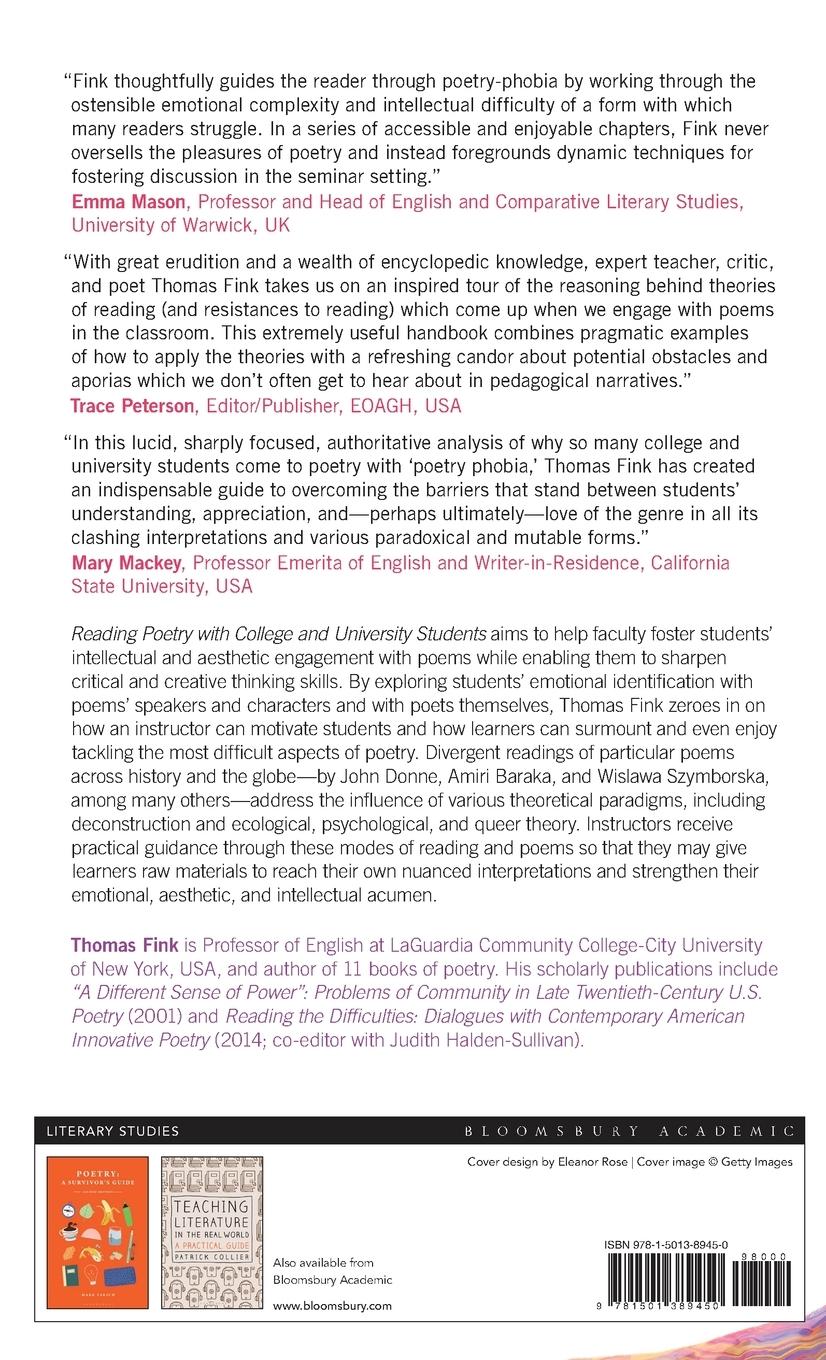 Rückseitencover Reading Poetry with College and University Students