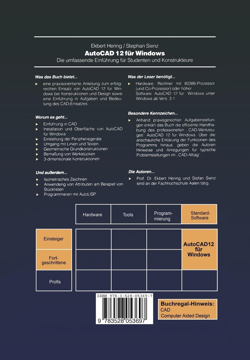Rückseitencover AutoCAD 12 für Windows