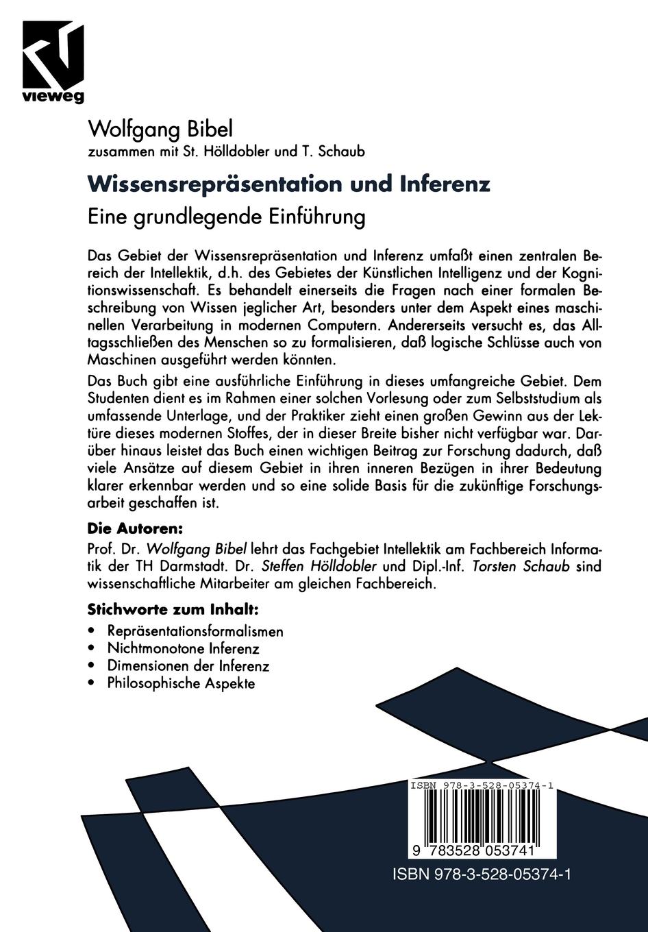 Rückseitencover Wissensrepräsentation und Inferenz