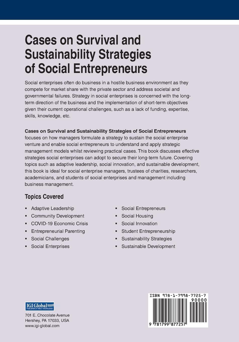Rückseitencover Cases on Survival and Sustainability Strategies of Social Entrepreneurs
