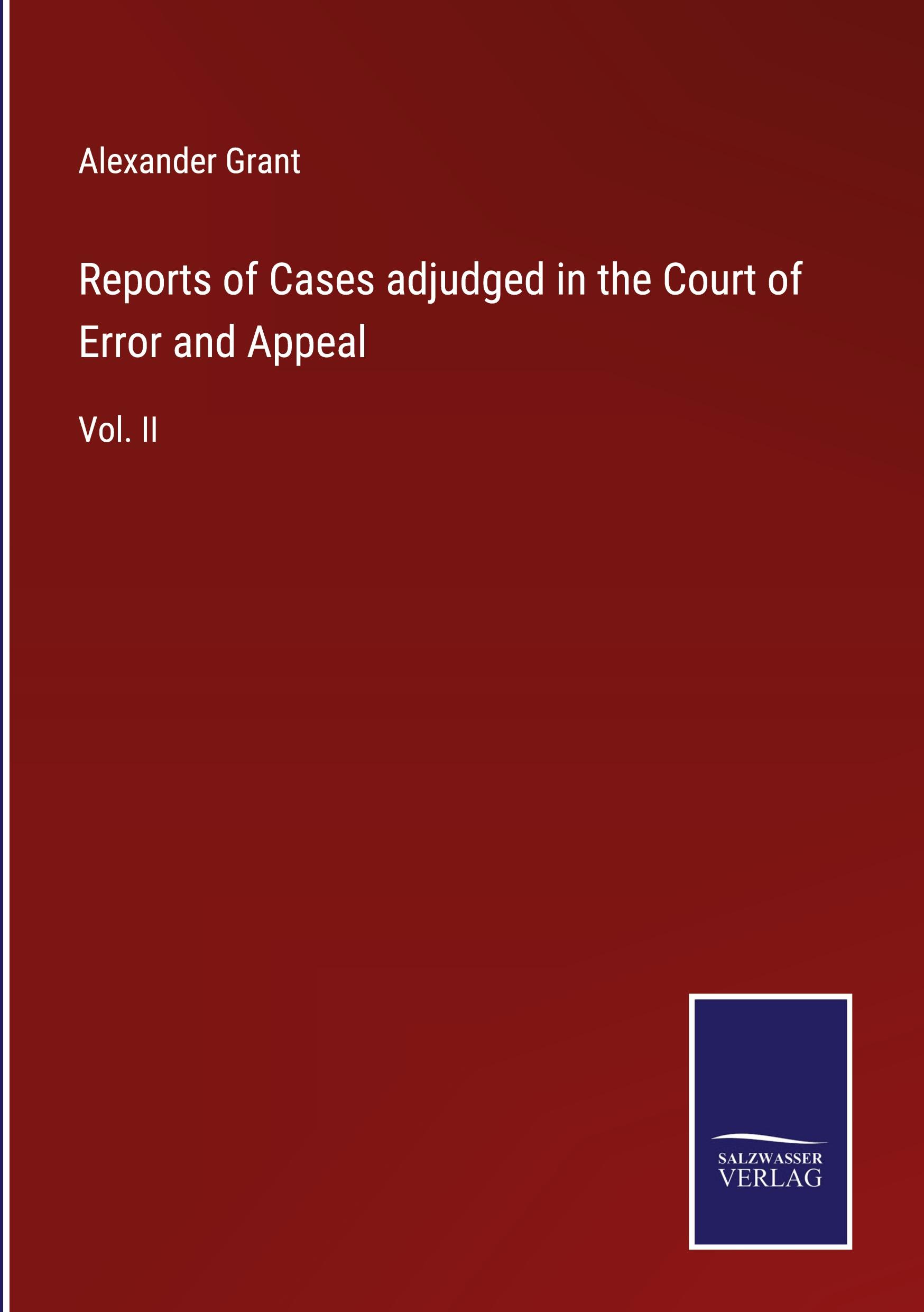 Vorderes Coverbild Reports of Cases adjudged in the Court of Error and Appeal