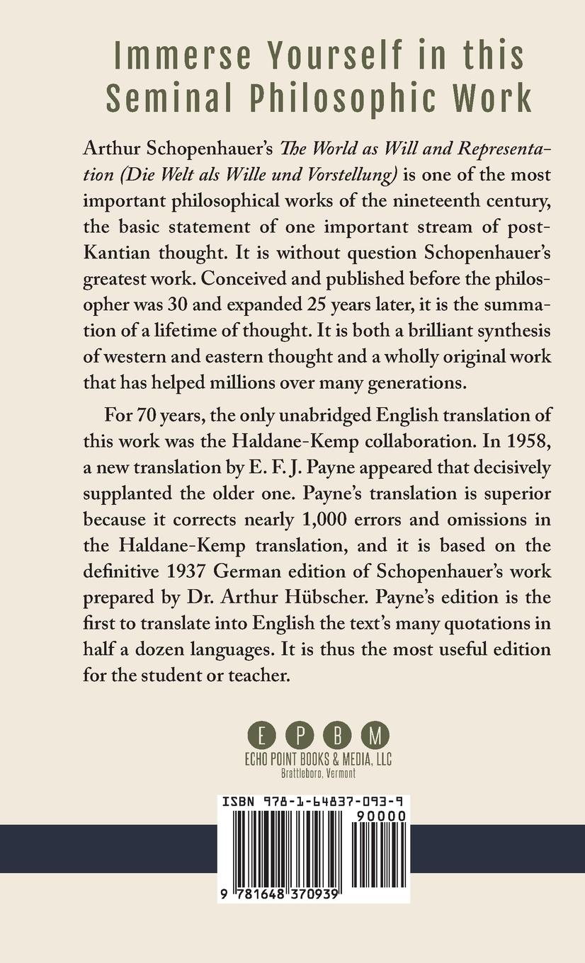 Rückseitencover The World as Will and Representation, Vol. 2