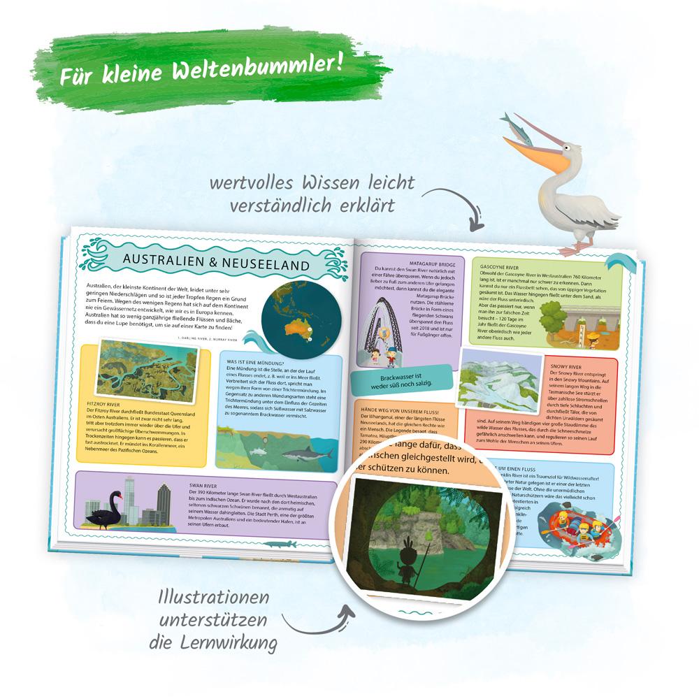 Beispielinhalt (Bild) Trötsch Kinderatlas Das große Entdeckerbuch Atlas der Flüsse