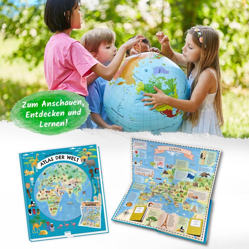 Beispielinhalt (Bild) Trötsch Kinderatlas Das große Entdeckerbuch Atlas der Welt