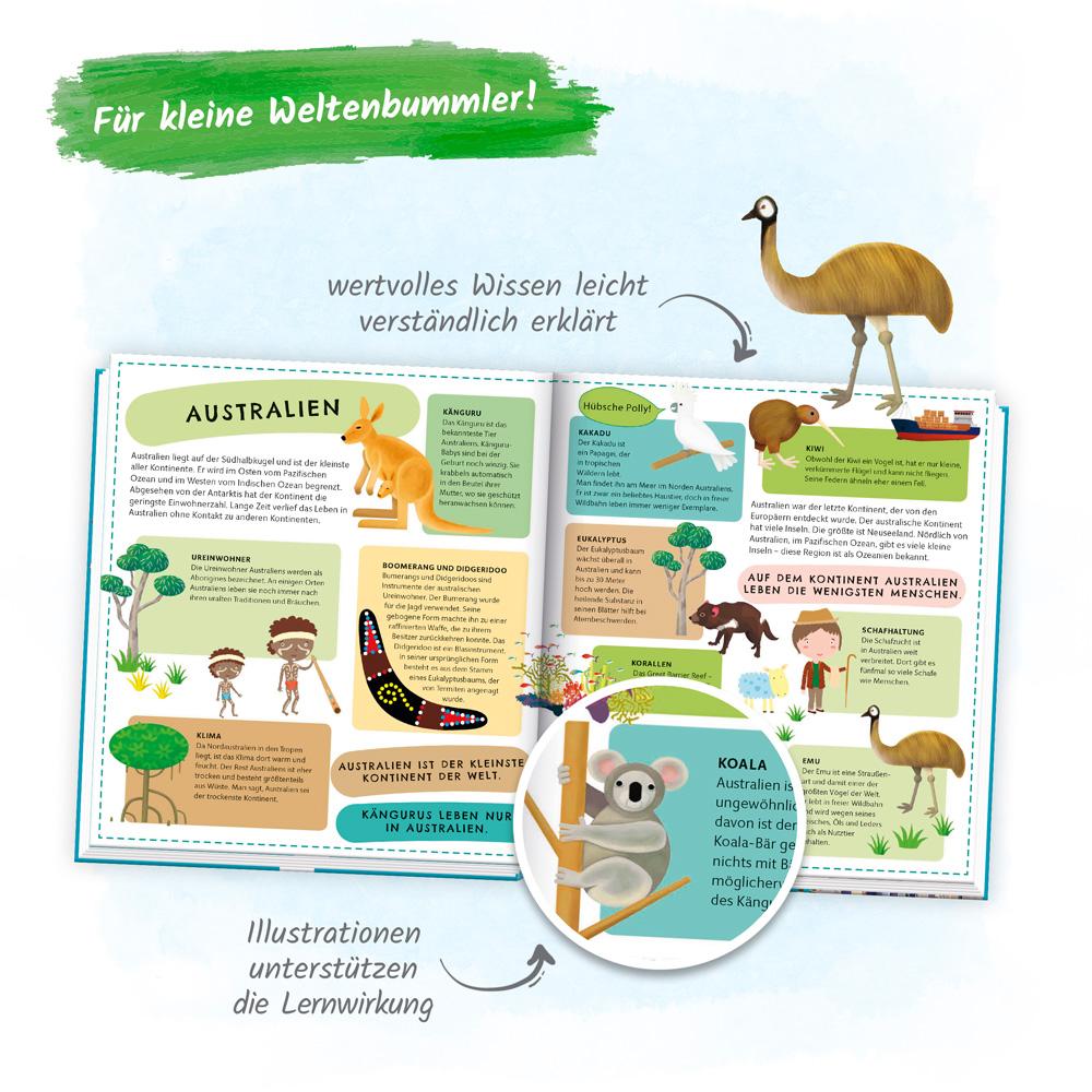 Beispielinhalt (Bild) Trötsch Kinderatlas Das große Entdeckerbuch Atlas der Welt