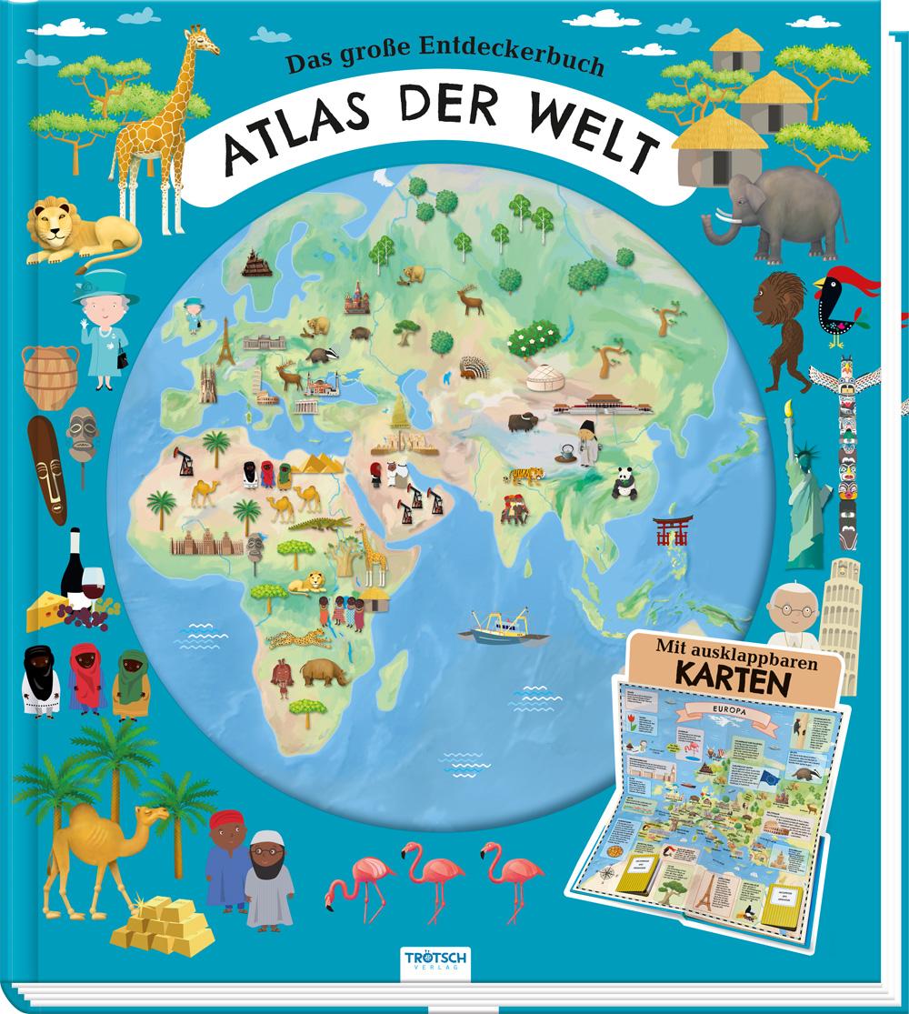 Vorderes Coverbild Trötsch Kinderatlas Das große Entdeckerbuch Atlas der Welt