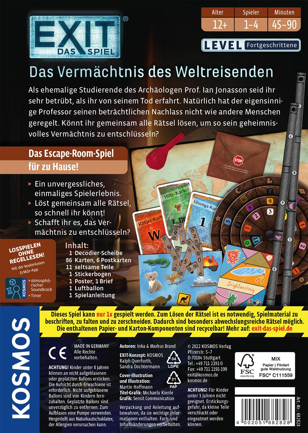 Rückseitencover EXIT® - Das Spiel: Das Vermächtnis des Weltreisenden