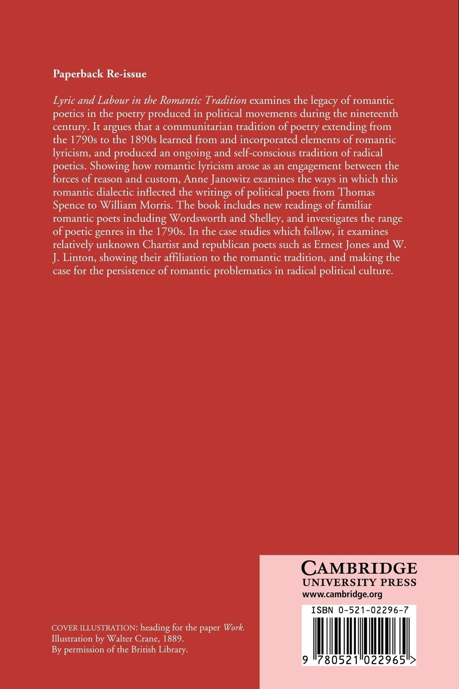 Rückseitencover Lyric and Labour in the Romantic Tradition