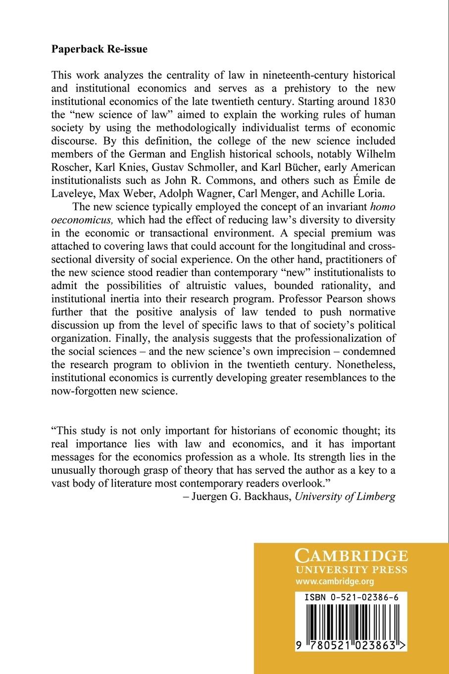 Rückseitencover Origins of Law and Economics