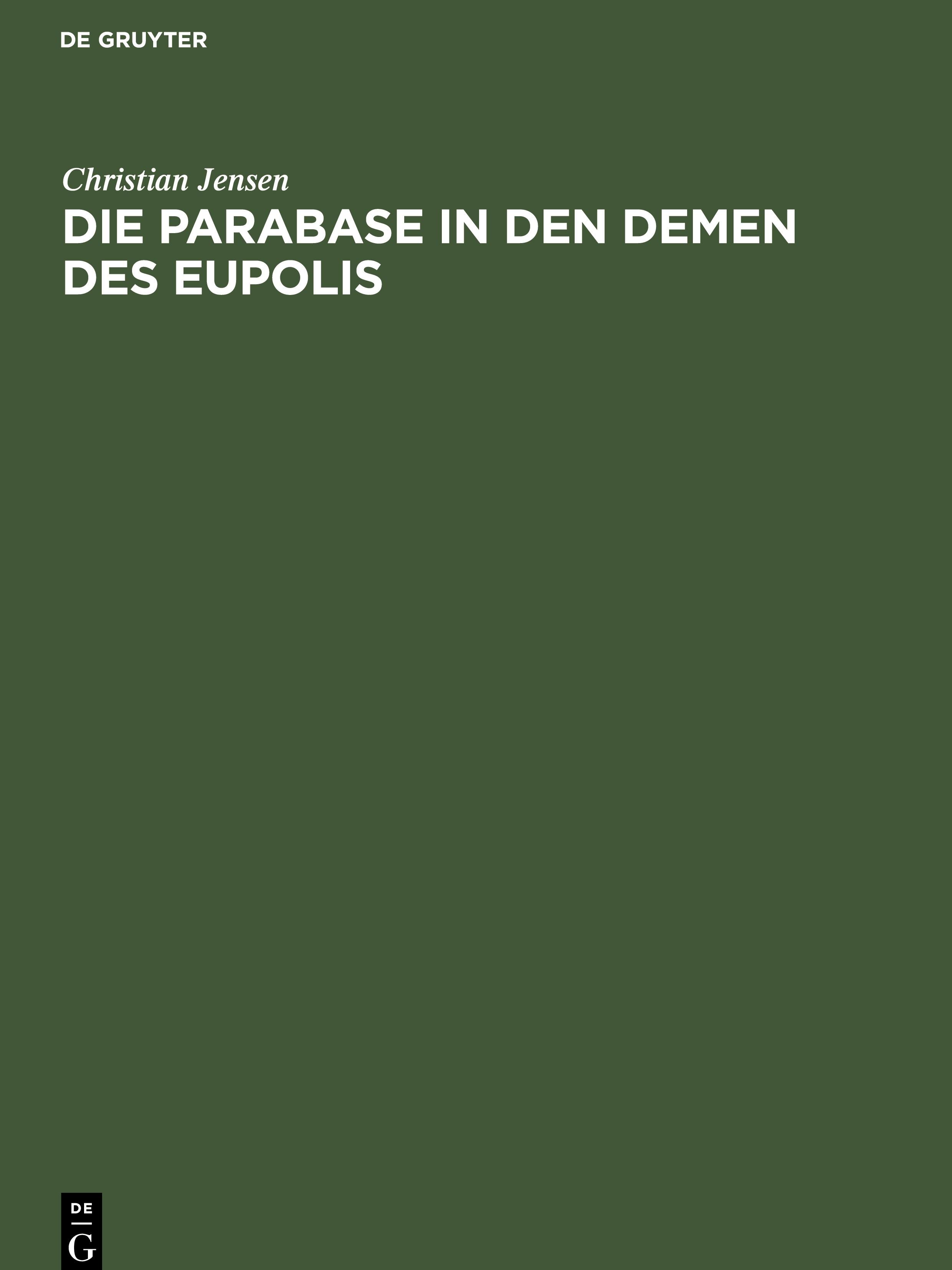 Vorderes Coverbild Die Parabase in den Demen des Eupolis