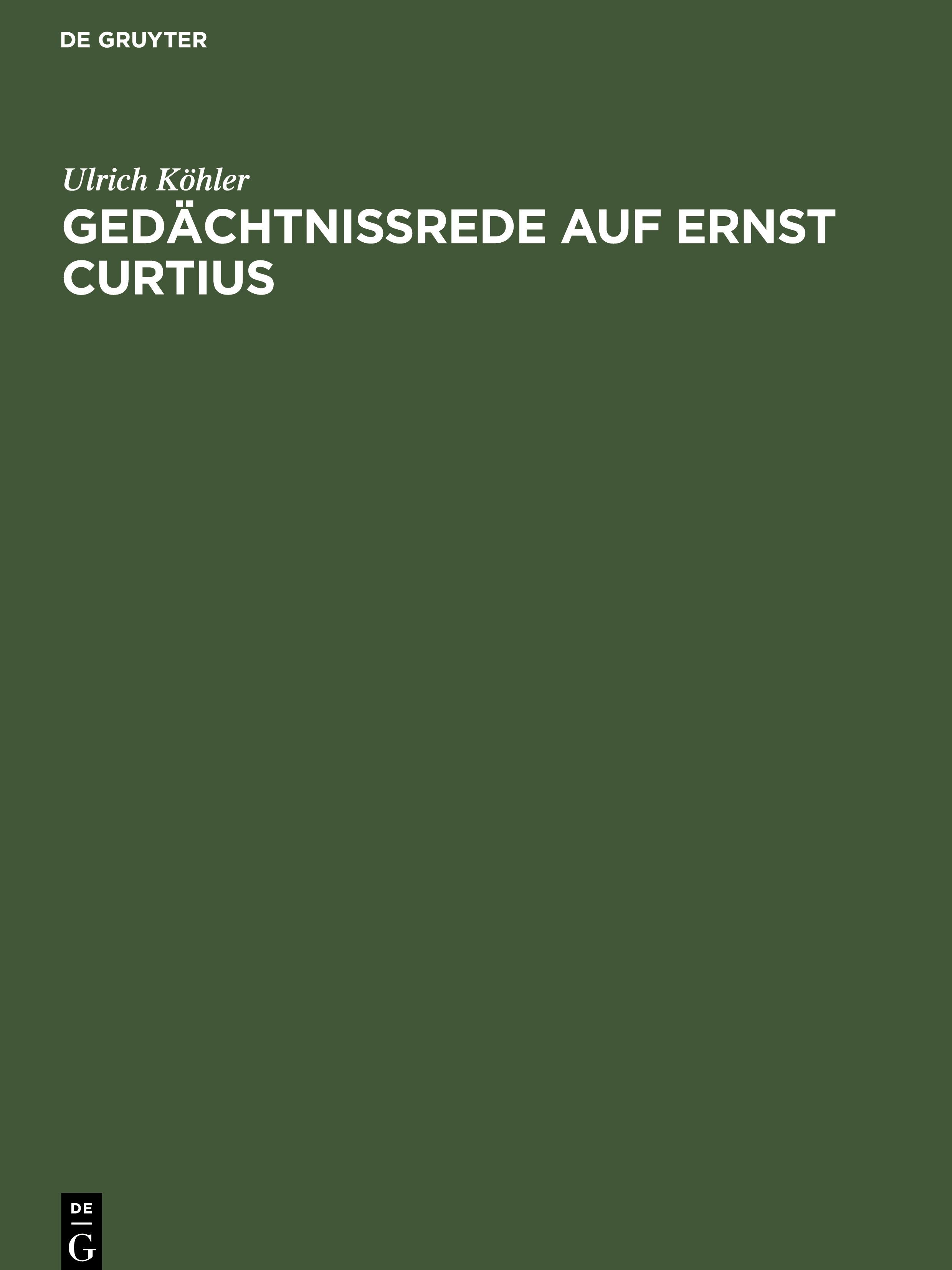 Vorderes Coverbild Gedächtnissrede auf Ernst Curtius