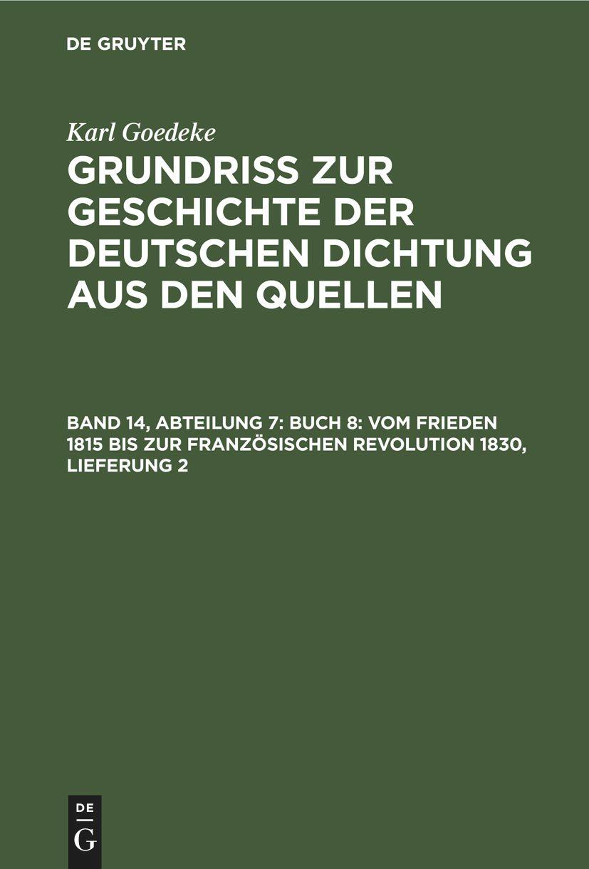 Vorderes Coverbild Buch 8: Vom Frieden 1815 bis zur französischen Revolution 1830, Lieferung 2