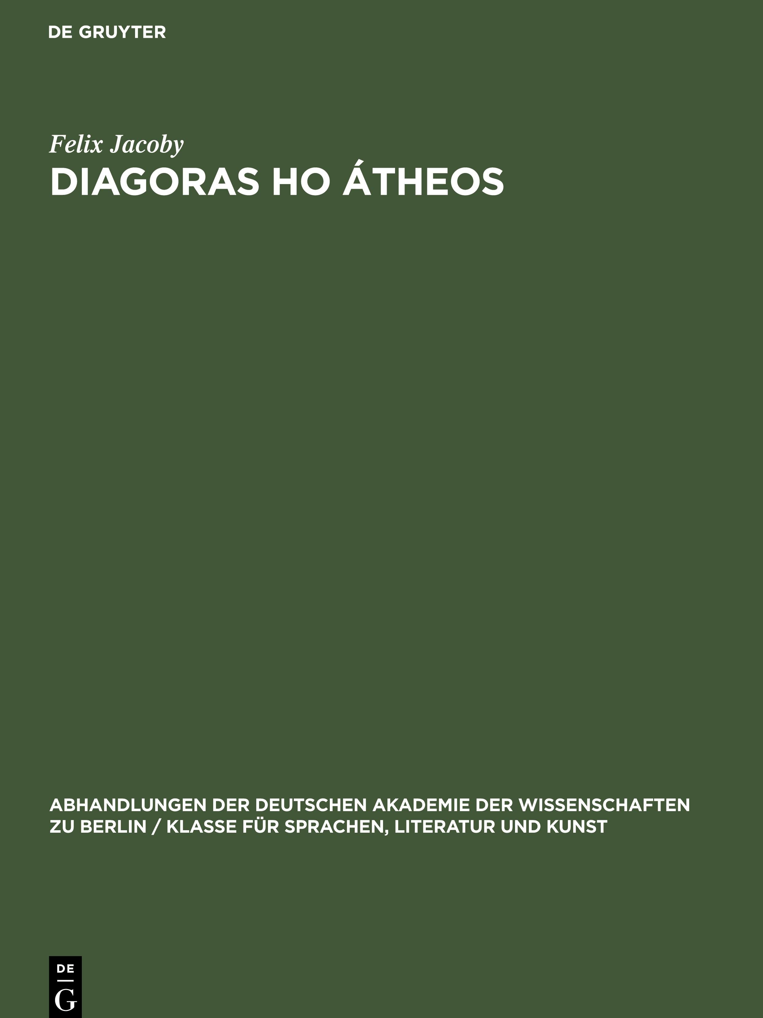 Vorderes Coverbild Diagoras ho átheos