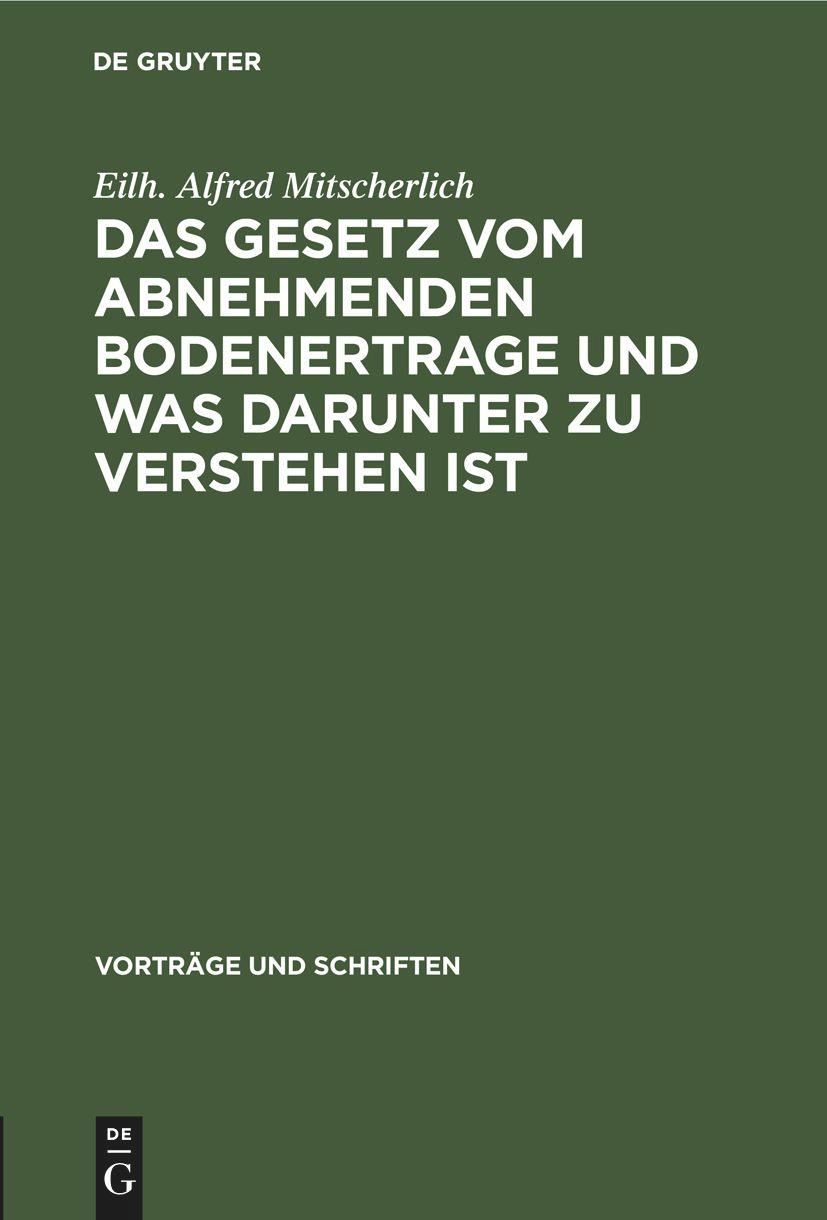 Vorderes Coverbild Das Gesetz vom abnehmenden Bodenertrage und was darunter zu verstehen ist