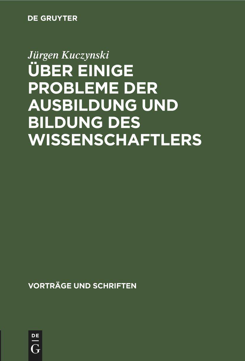 Vorderes Coverbild Über einige Probleme der Ausbildung und Bildung des Wissenschaftlers