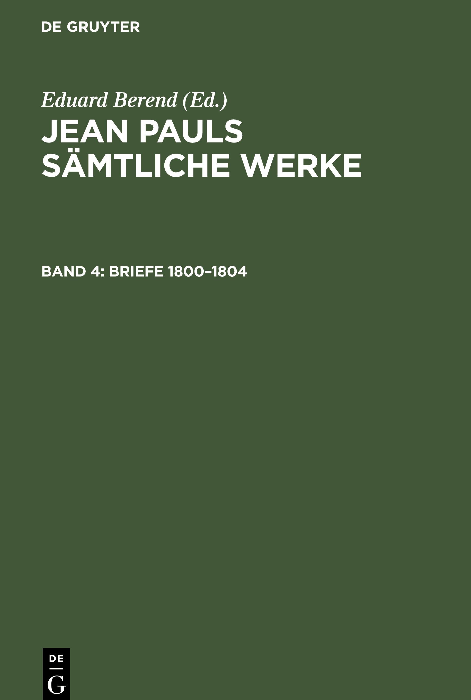 Vorderes Coverbild Briefe 1800-1804