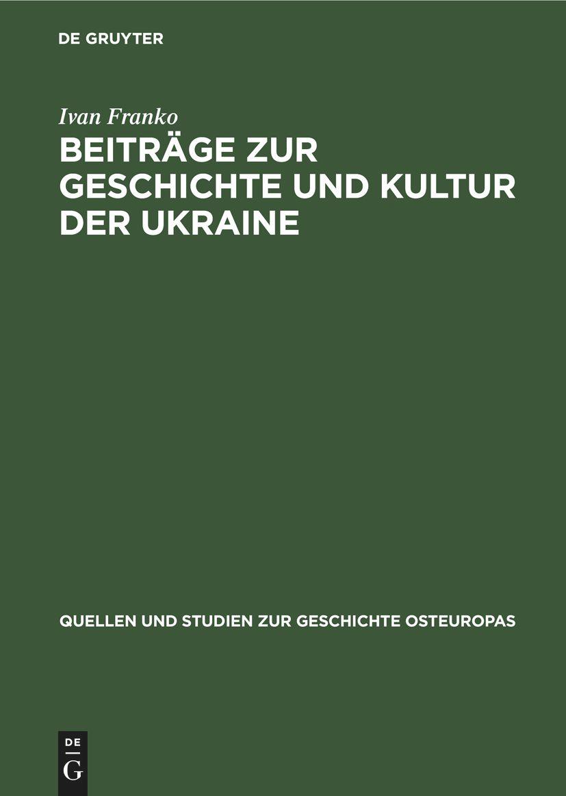 Vorderes Coverbild Beiträge zur Geschichte und Kultur der Ukraine