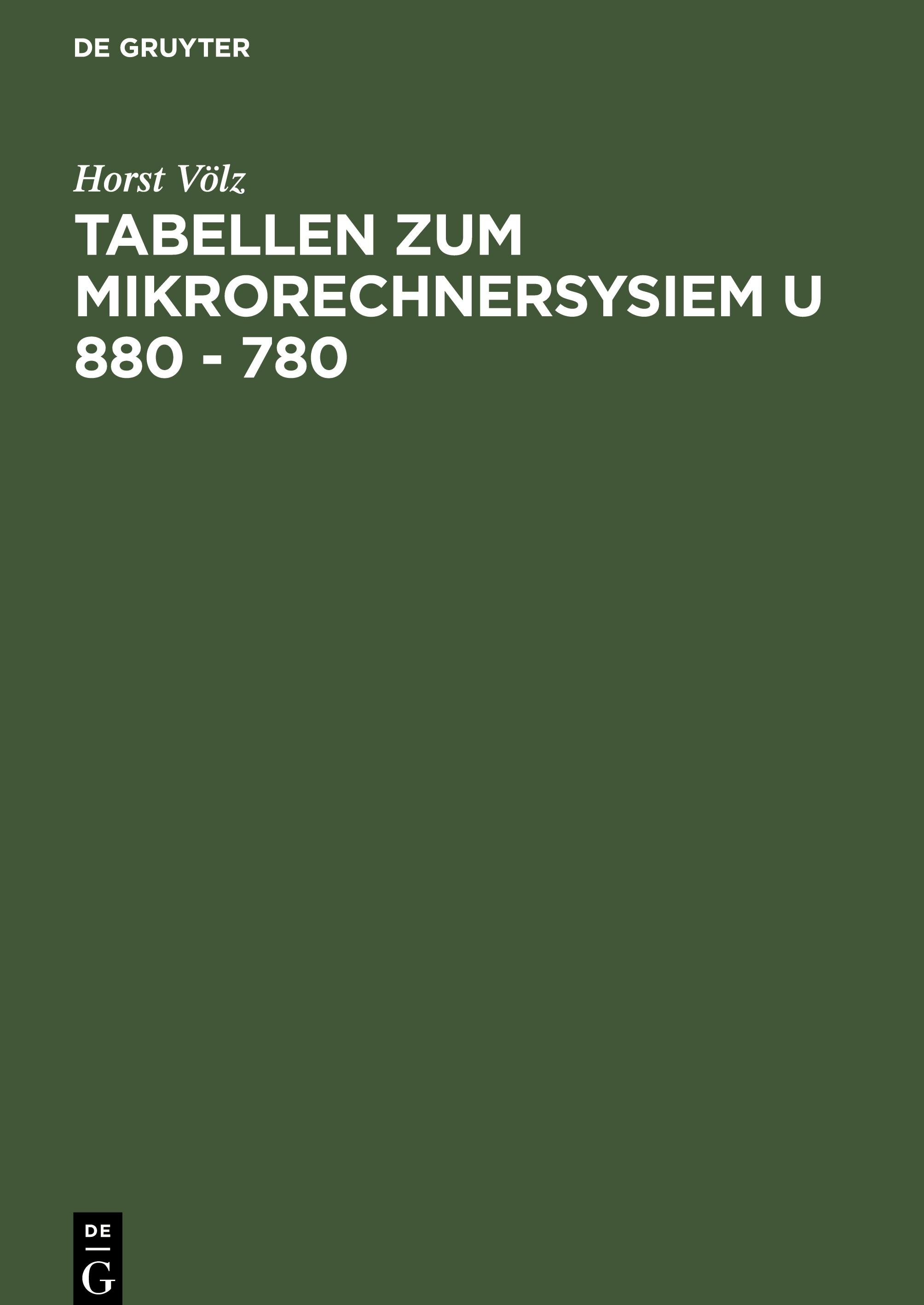 Vorderes Coverbild Tabellen zum Mikrorechnersysiem U 880 - 780