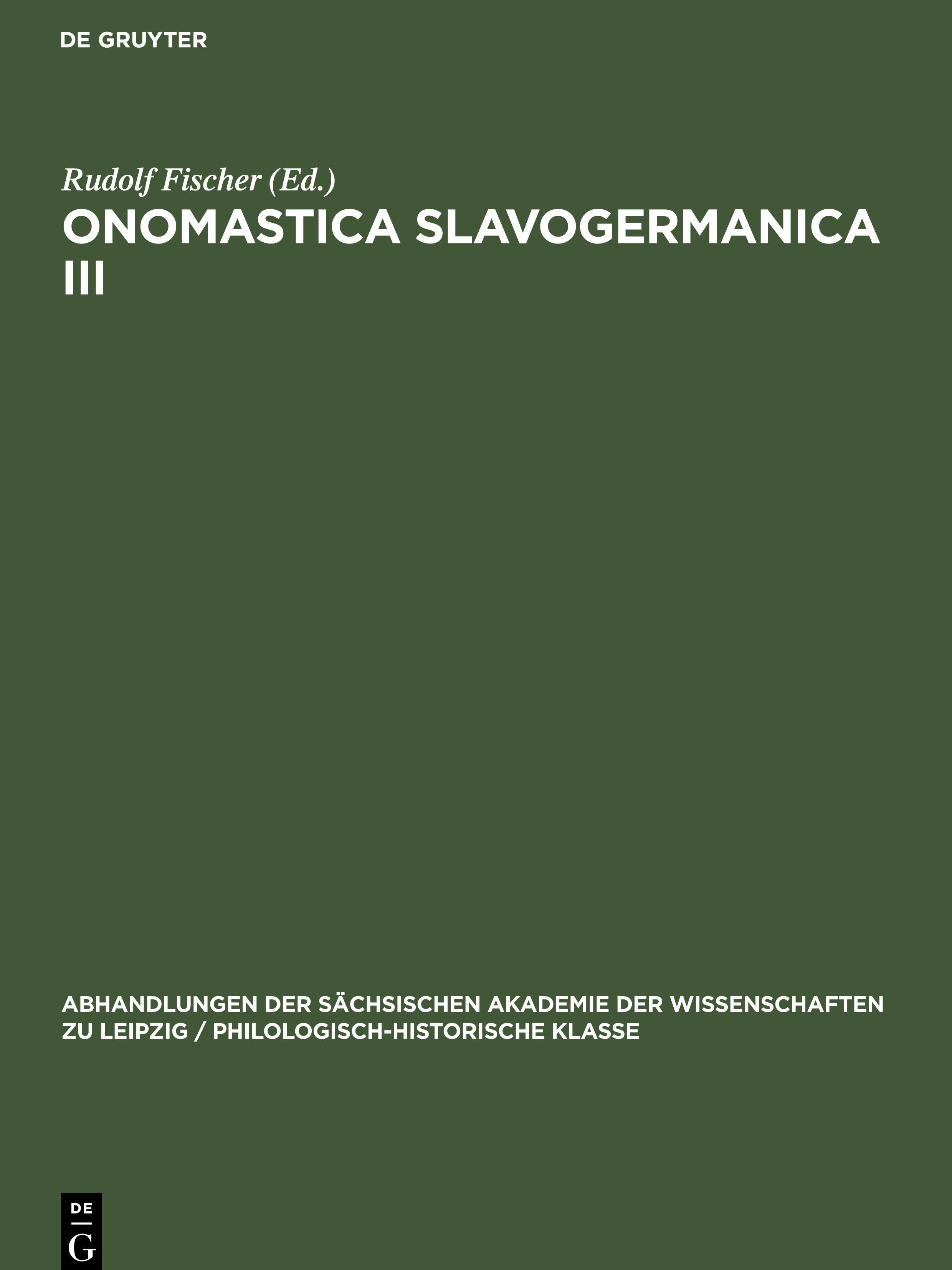 Vorderes Coverbild Onomastica Slavogermanica III