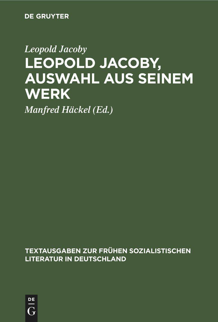 Vorderes Coverbild Leopold Jacoby, Auswahl aus seinem Werk
