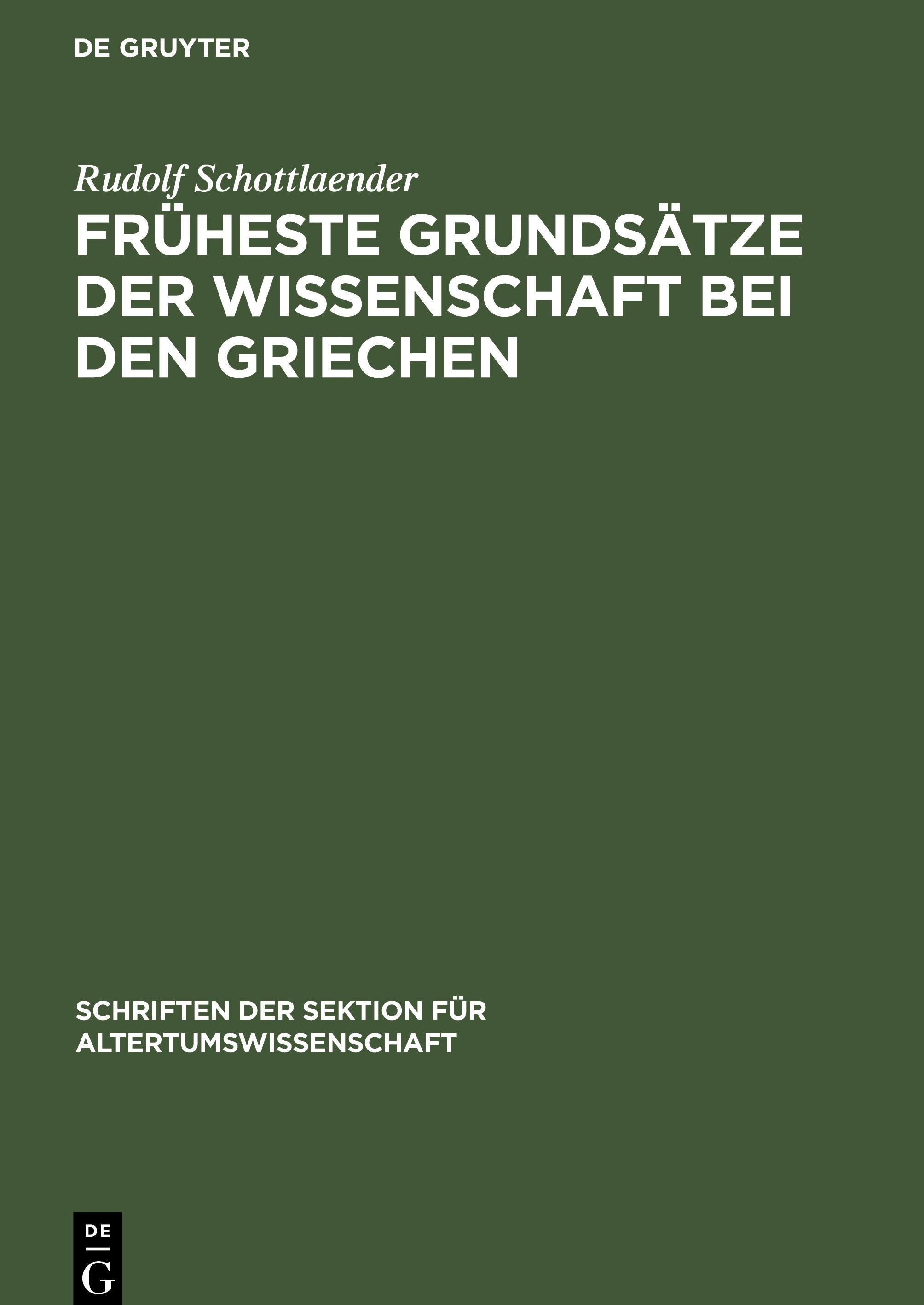 Vorderes Coverbild Früheste Grundsätze der Wissenschaft bei den Griechen
