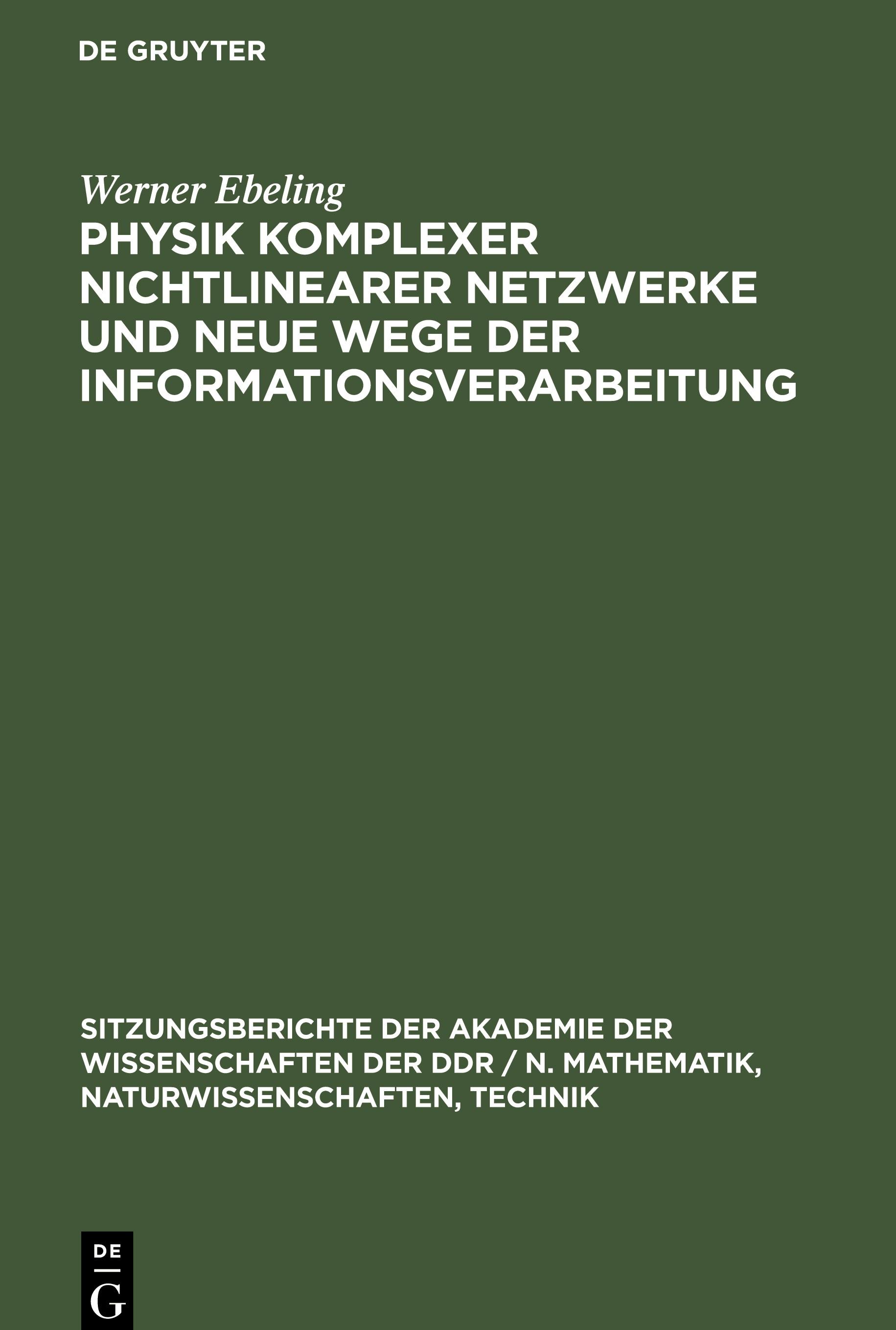 Vorderes Coverbild Physik komplexer nichtlinearer Netzwerke und neue Wege der Informationsverarbeitung