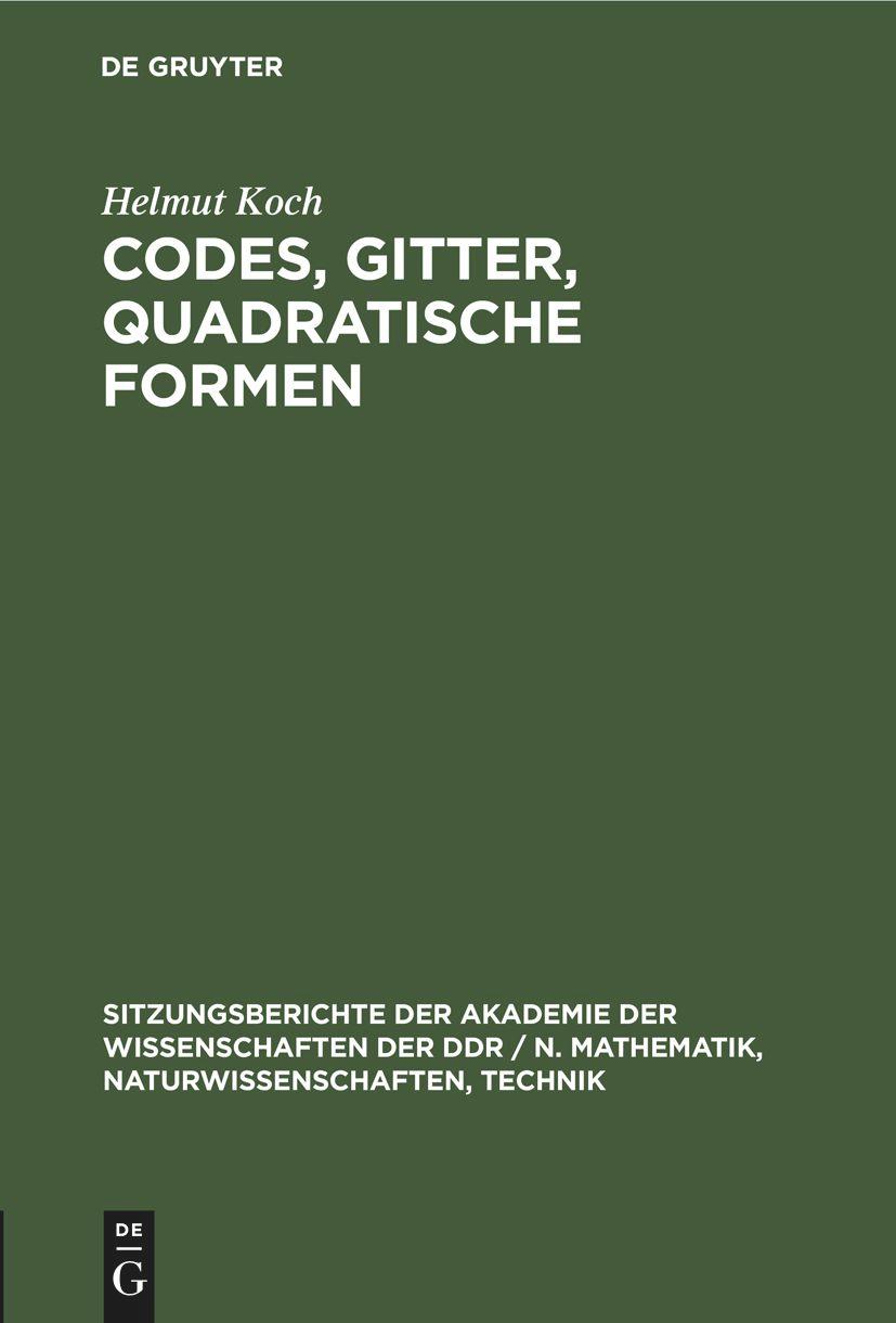 Vorderes Coverbild Codes, Gitter, quadratische Formen