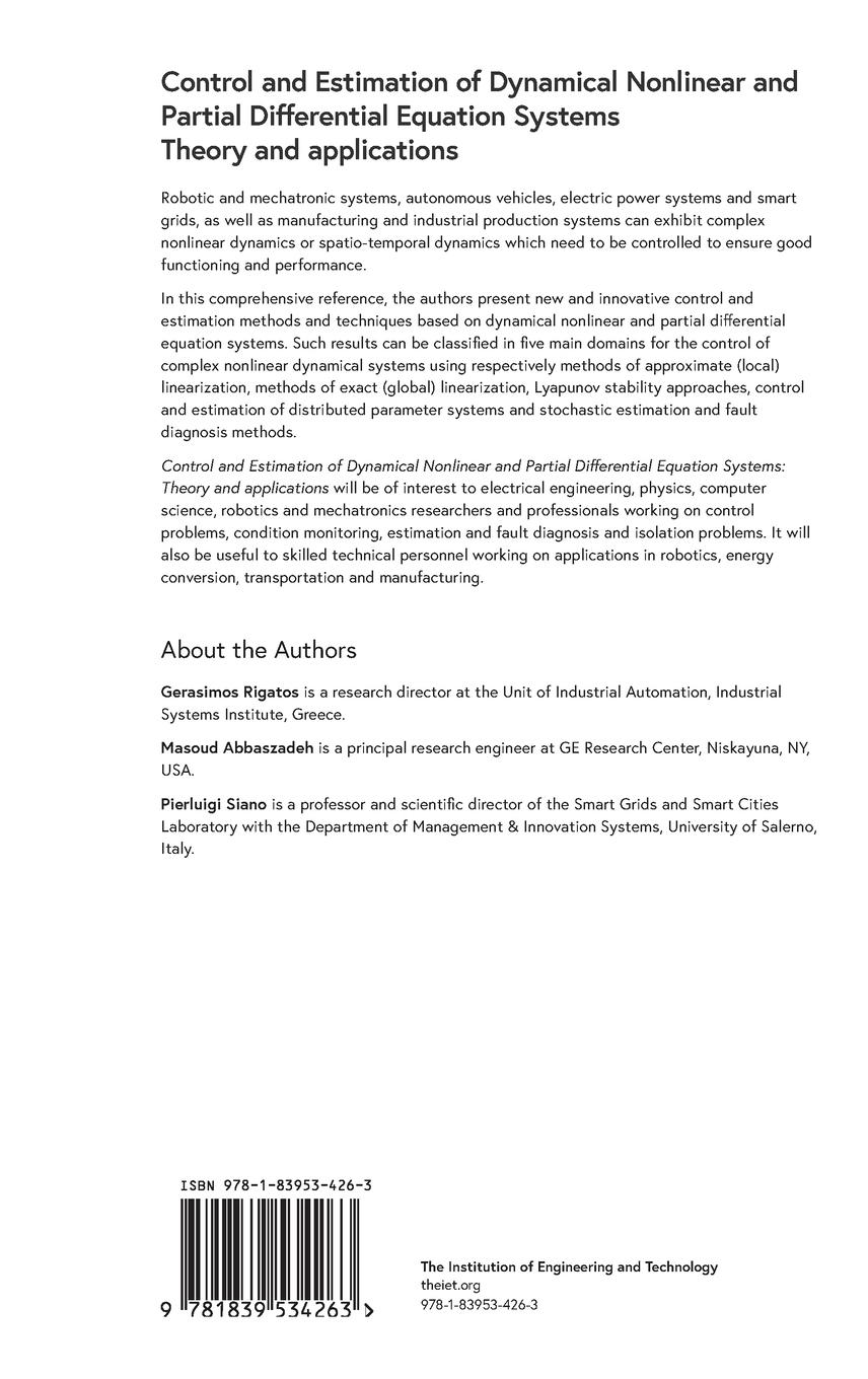 Rückseitencover Control and Estimation of Dynamical Nonlinear and Partial Differential Equation Systems