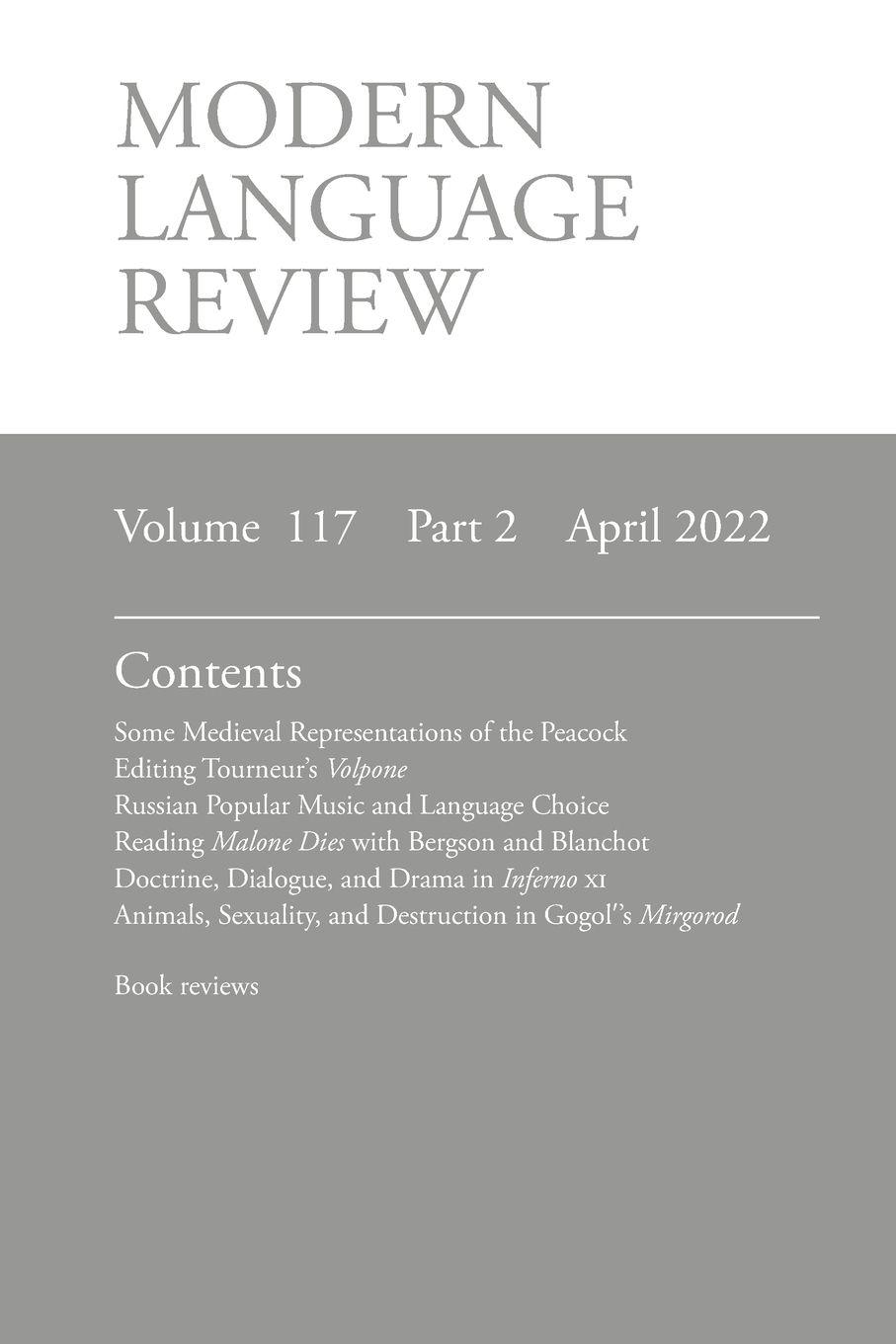 Vorderes Coverbild Modern Language Review (117