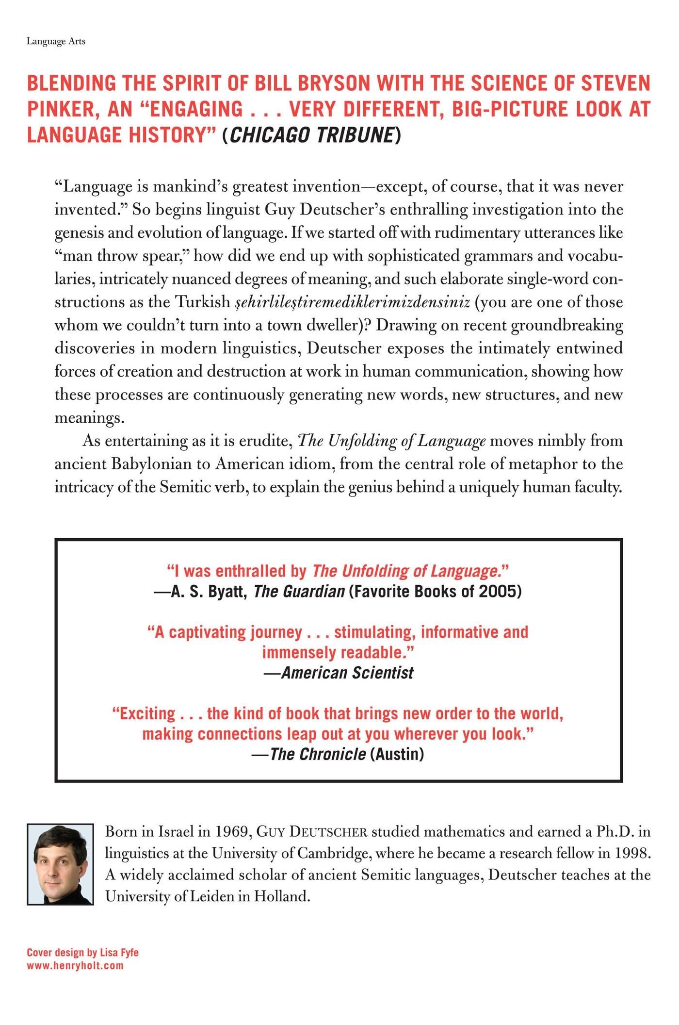 Rückseitencover The Unfolding of Language