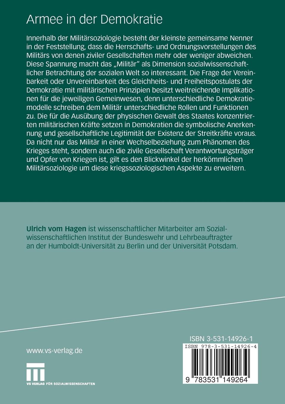 Rückseitencover Armee in der Demokratie