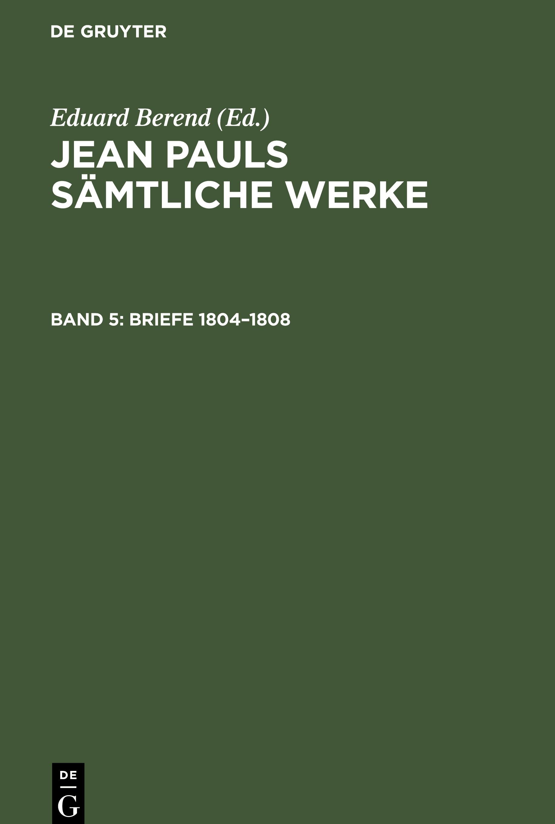 Vorderes Coverbild Briefe 1804-1808