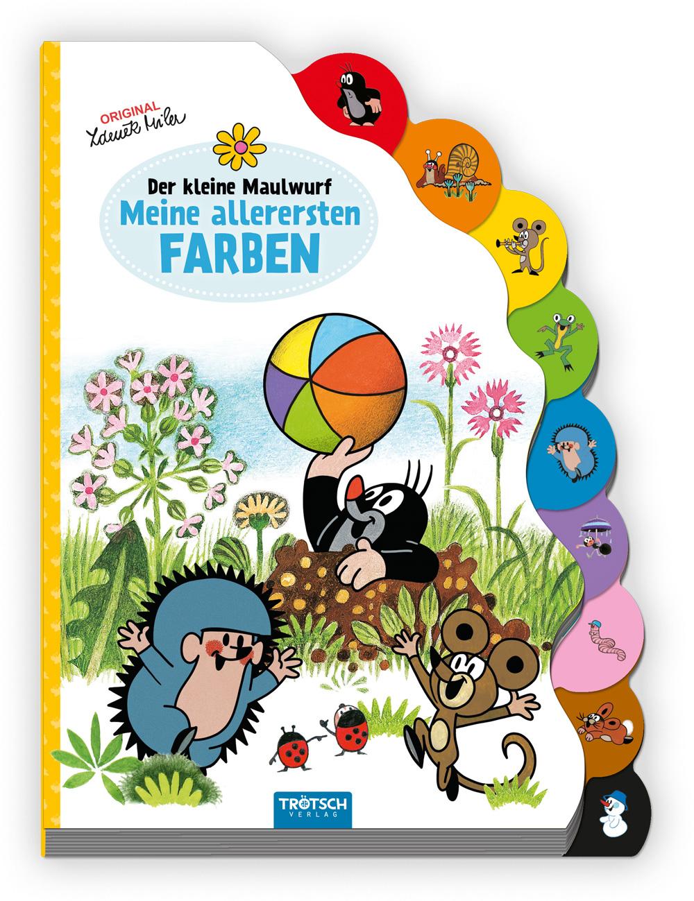 Vorderes Coverbild Trötsch Der kleine Maulwurf Pappenbuch mit Register Meine allerersten Farben