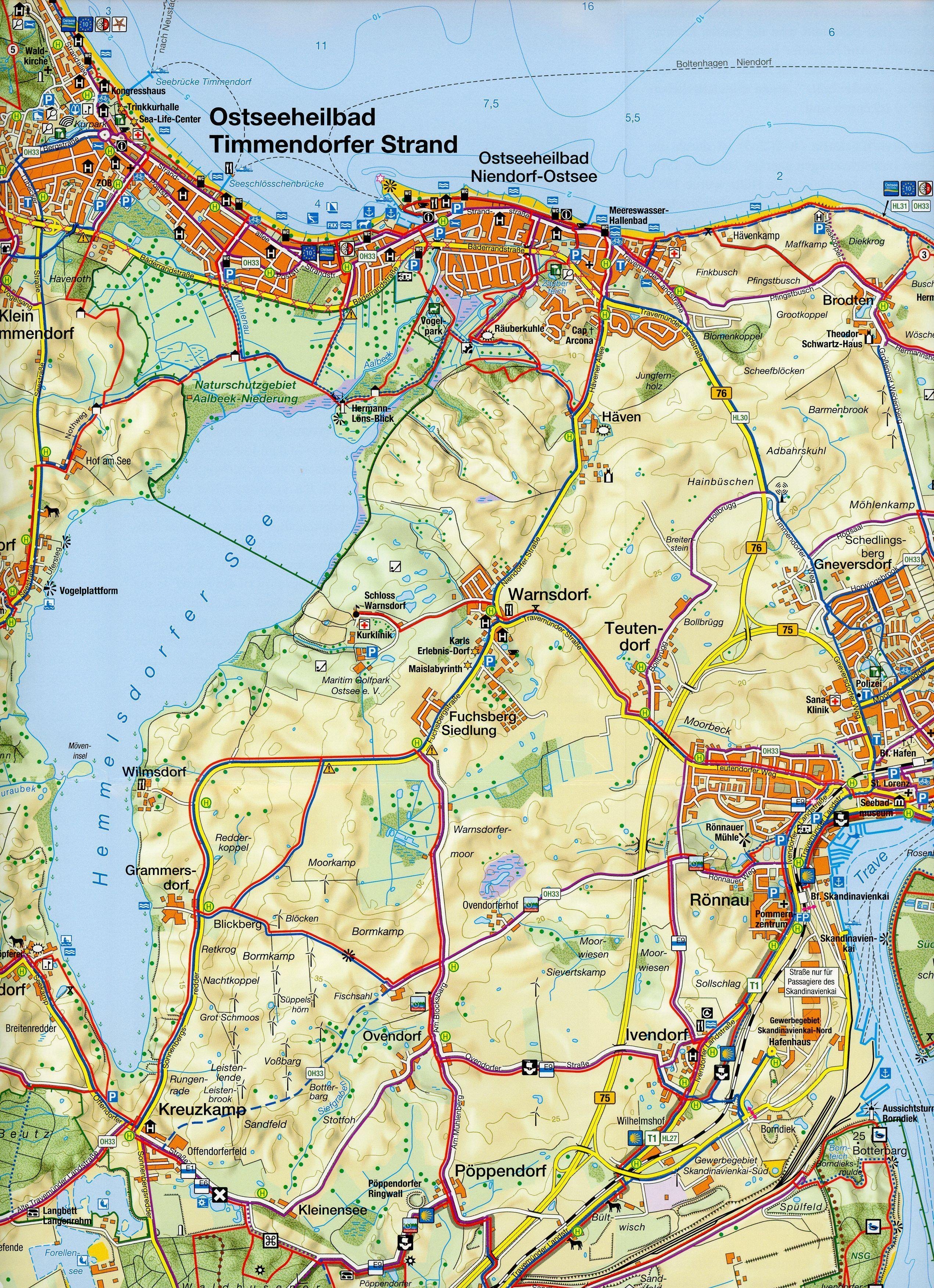 Beispielinhalt (Bild) Rad- und Wanderkarte Travemünde - Dassow