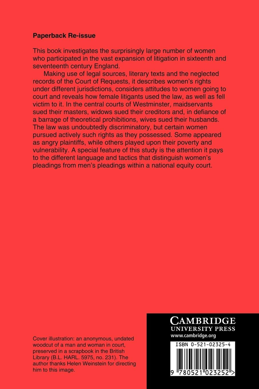 Rückseitencover Women Waging Law in Elizabethan England