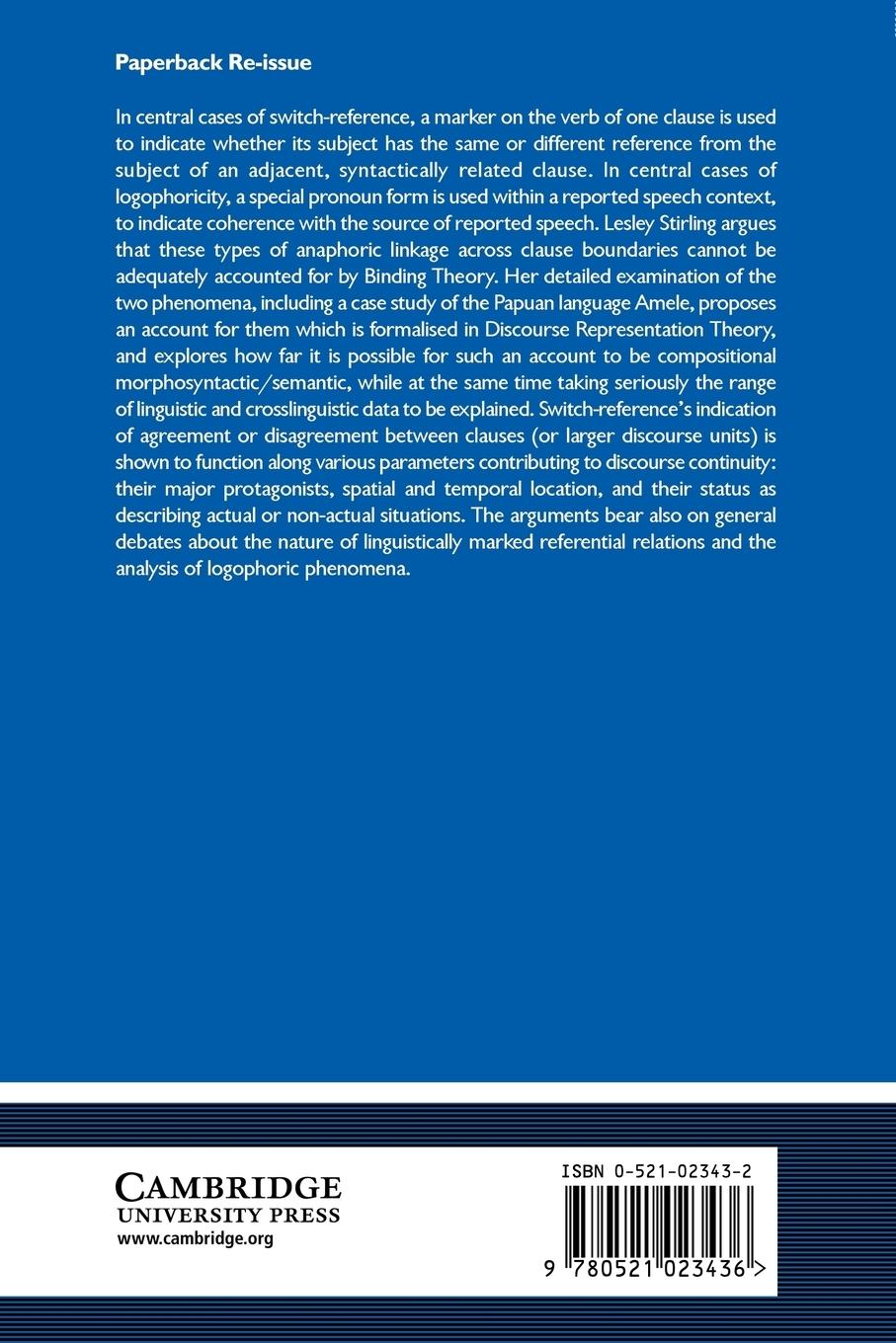 Rückseitencover Switch-Reference and Discourse Representation
