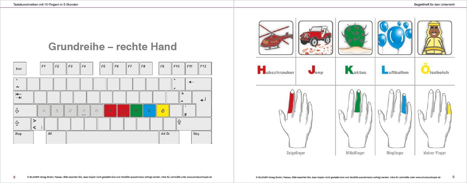 Beispielinhalt (Bild) Das Tastaturschreiben mit 10 Fingern in 5 Stunden