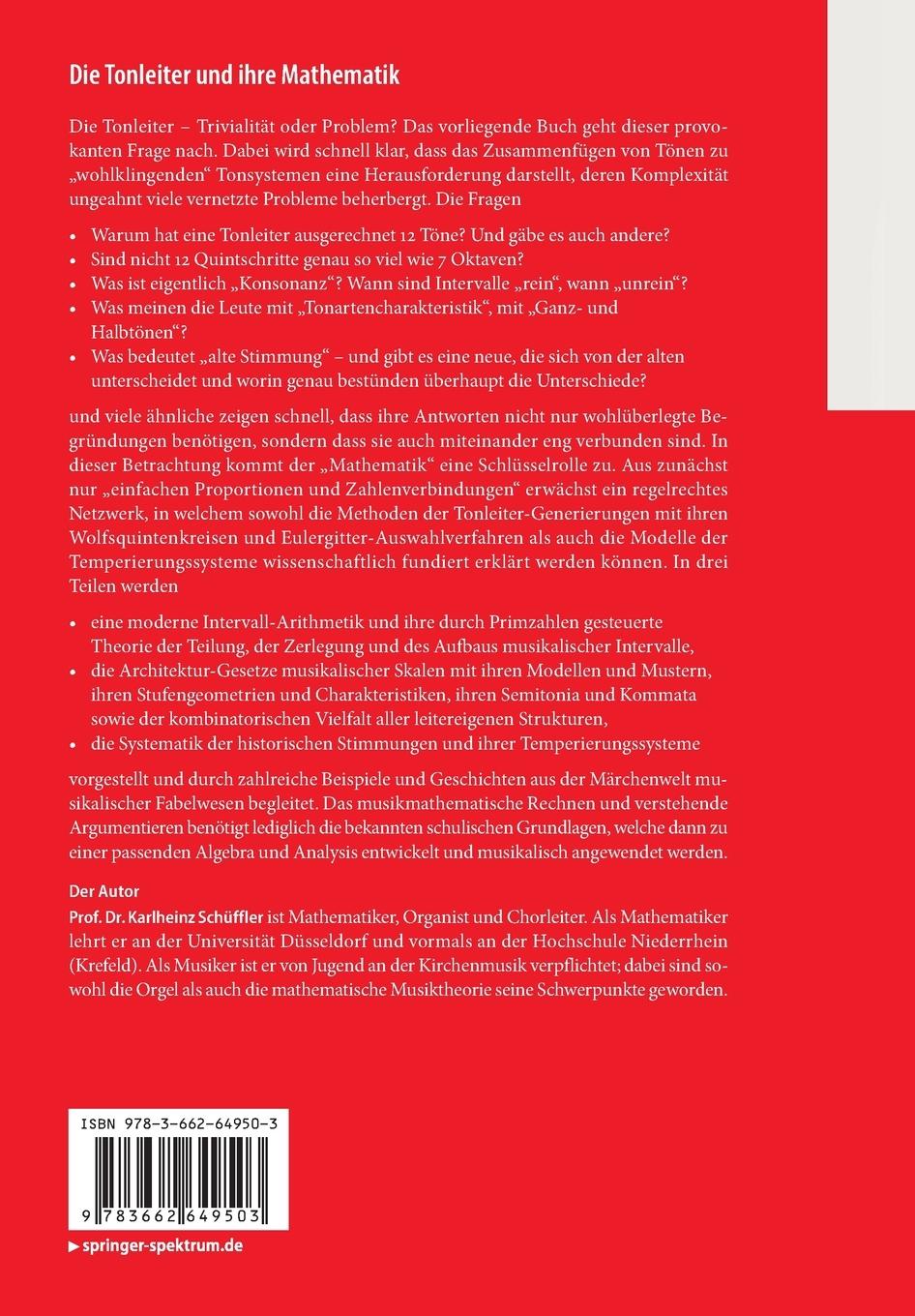 Rückseitencover Die Tonleiter und ihre Mathematik