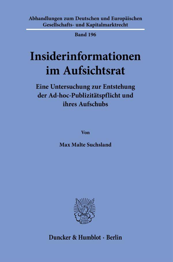 Vorderes Coverbild Insiderinformationen im Aufsichtsrat.