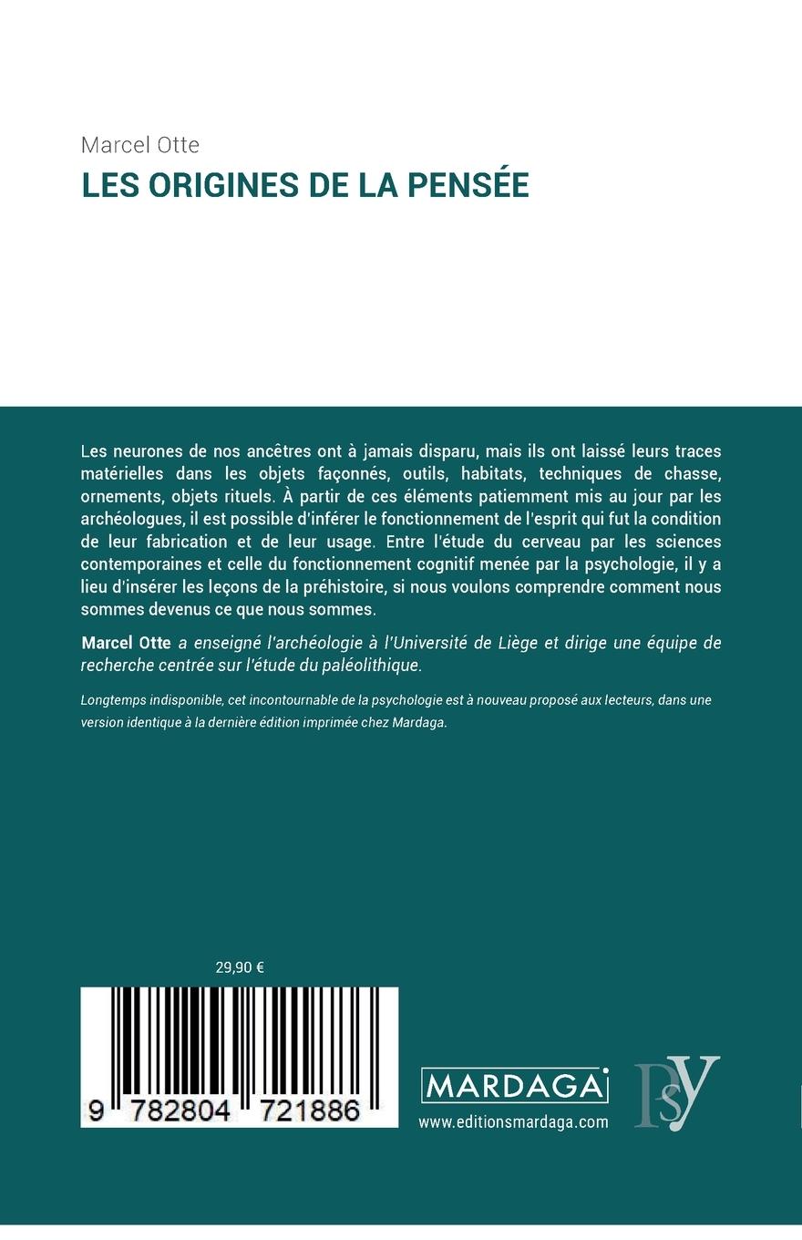 Rückseitencover Les origines de la pensée