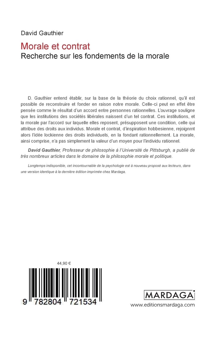 Rückseitencover Morale et contrat