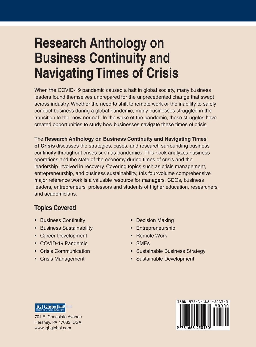 Rückseitencover Research Anthology on Business Continuity and Navigating Times of Crisis, VOL 2